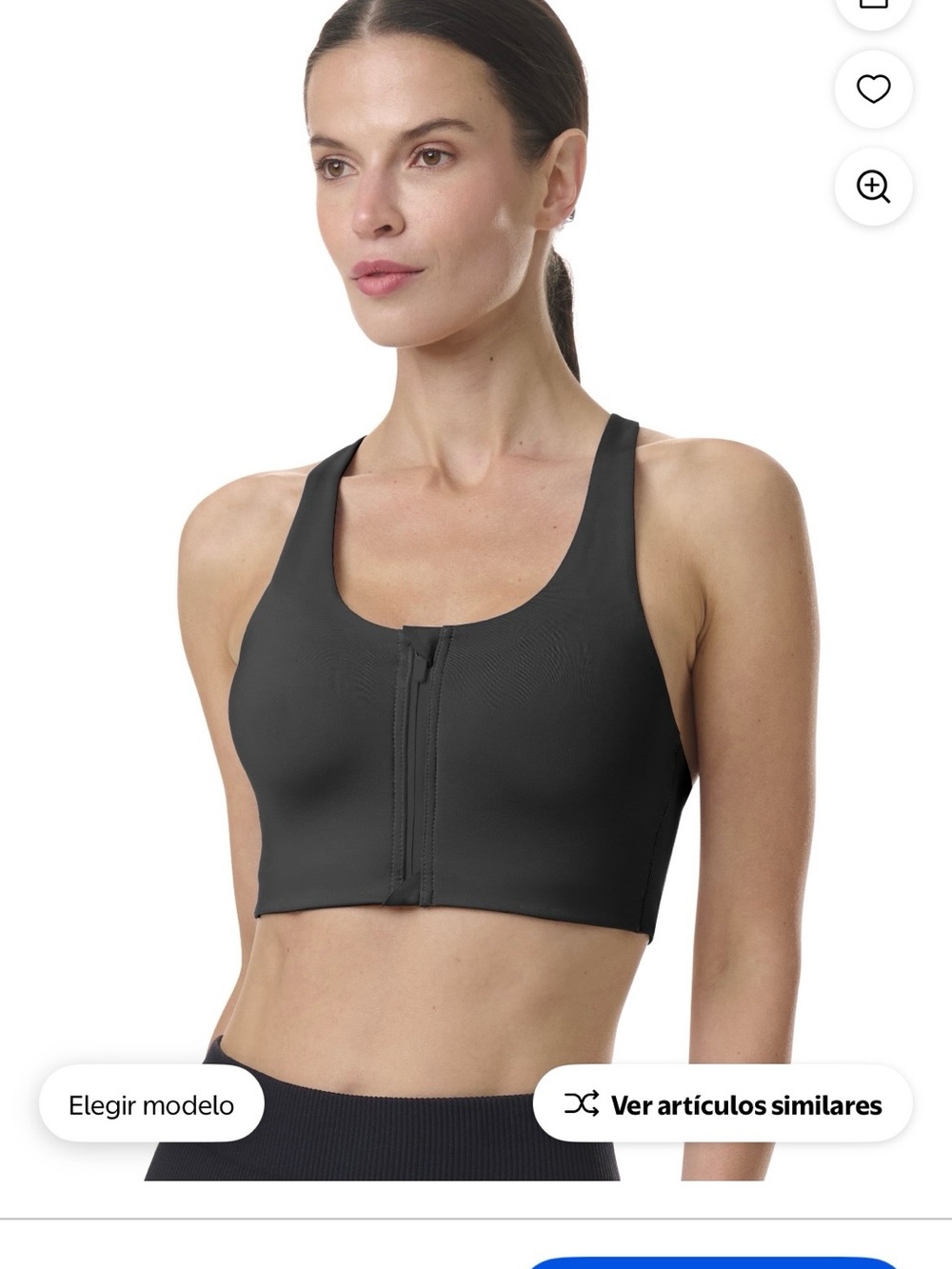 Avia Black Front-Zip High Support Sports Bra